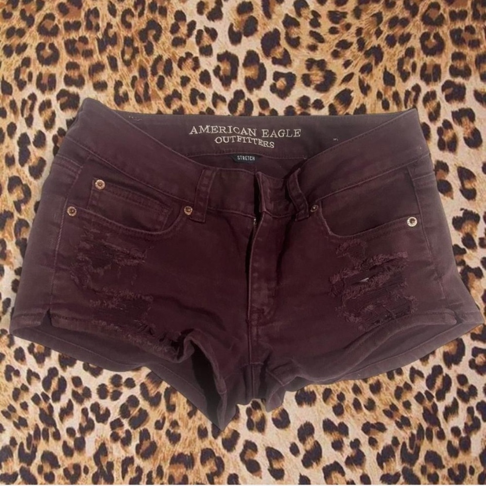 American Eagle Outfitters Women's Dark Purple Jean Shorts